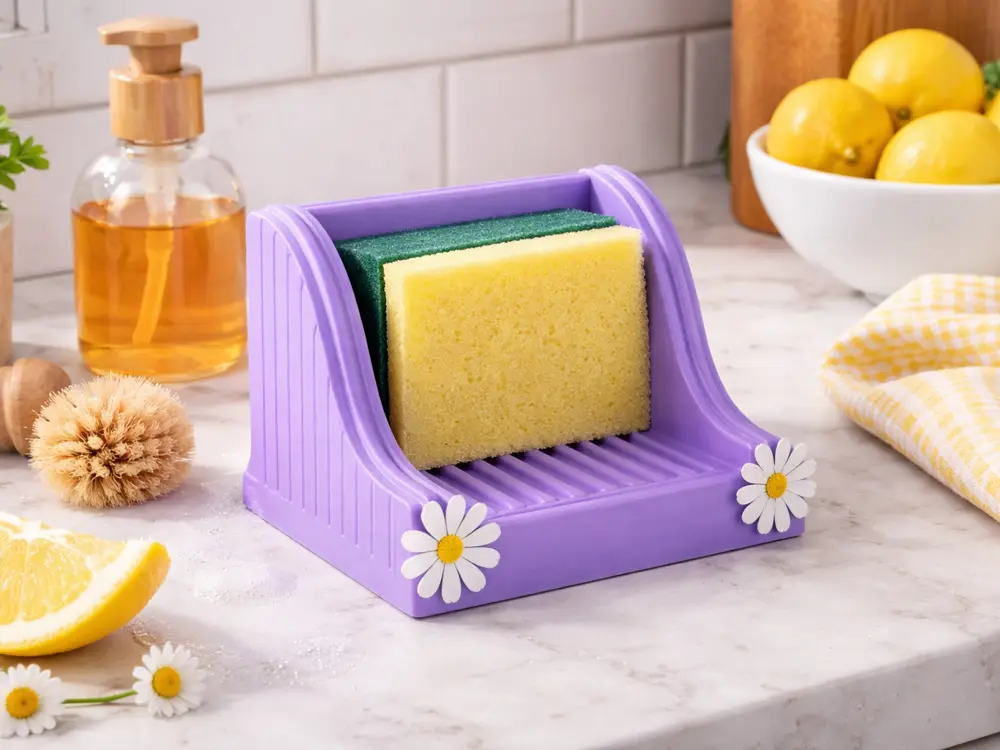 Lavender Daisy Soap & Sponge Holder