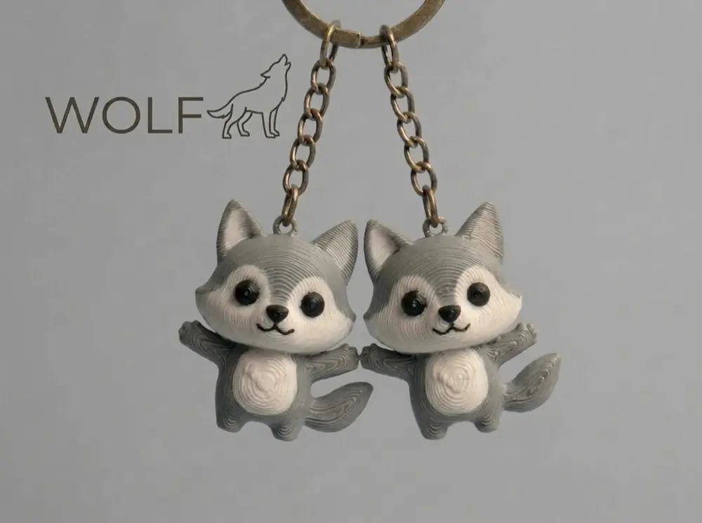 Fantasy Articulated wolf keychain