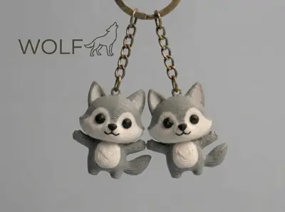Fantasy Articulated wolf keychain