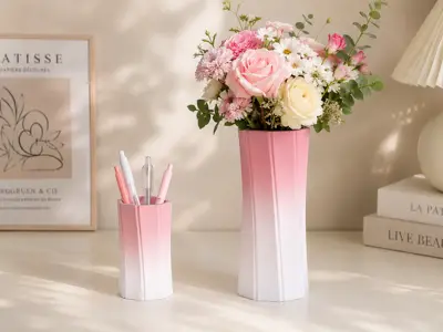 「樱花螺旋」 粉雾扭纹瓶