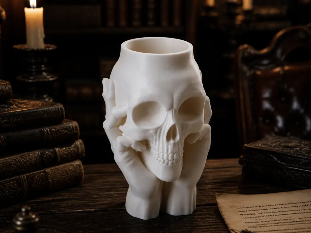 Ghost Hands Skull Vase