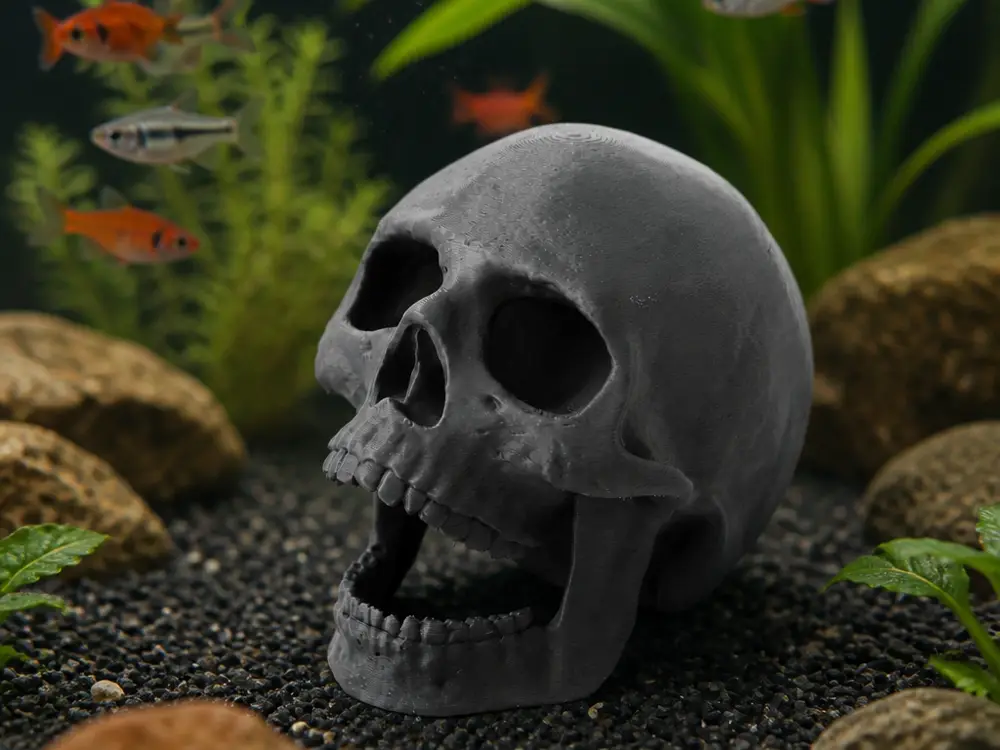 Open Jaw Skull Aquarium Decor