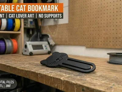 Cute Cat Bookmark for Book Lovers - Easy No Support 3D Print - Kitten Reading Accessory