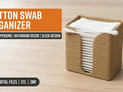 Cotton Swab Dispenser Box - Elegant Bathroom Organizer - No Support Q-Tip Holder