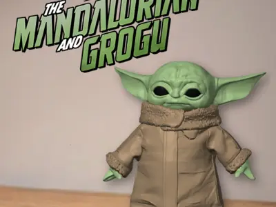 Cute Baby Yoda Grogu Figure - The Mandalorian Fan Art - Star Wars Figurine