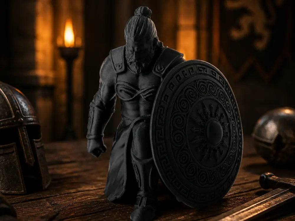 Ancient Shield Warrior Sculpture