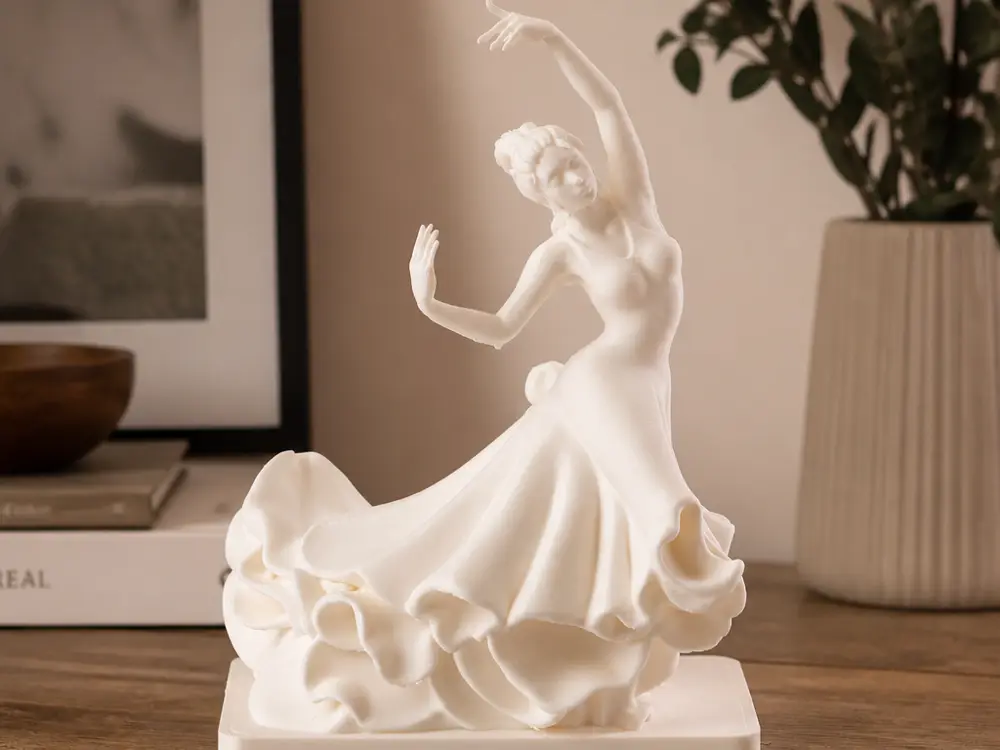 Cabaret Dancer Sculpture - Elegant Female Figurine for Shelf Decor