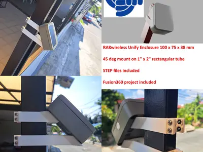 RAK Unify Enclosure Mounting 2x1" rail 45 degree mount