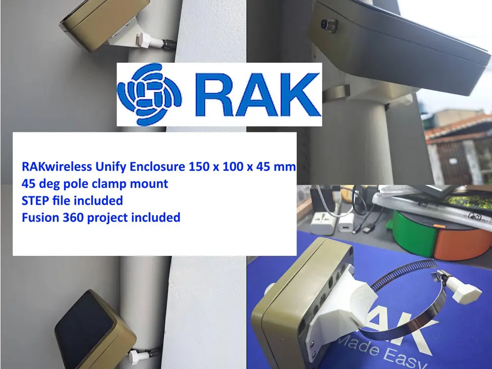 RAK Unify Enclosure Medium Pole Mount 100mm 45 deg