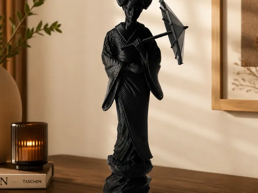 Geisha with a Parasol Sculpture