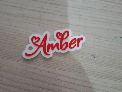 Keychain whit name Amber - Love stile - Name Tag