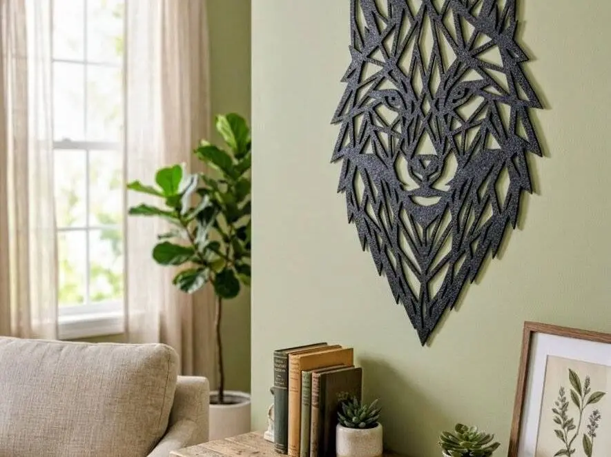 Geometrisches Wolf-Wandbild