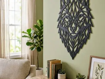 Geometrisches Wolf-Wandbild