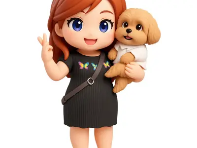 Cute Dog on a lady model