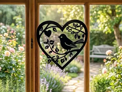 Herz-Vogel Wand- & Fensterdekoration