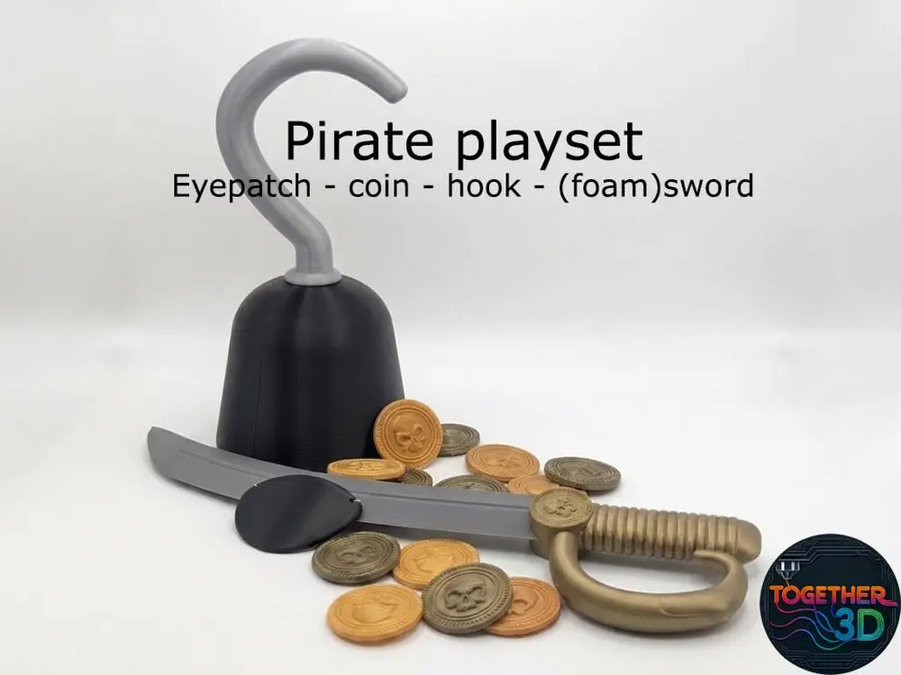 Pirate playset: patch - coin - hook - (foam)sword