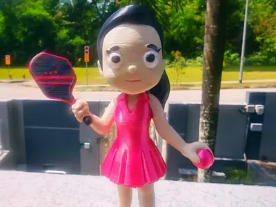 Cute Girl pickleball action figure