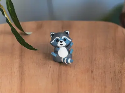 Cute Racoon Monitor Buddy / Magnet - Multimaterial