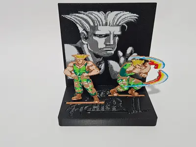Guile Street Fighter 2 Pixel Art Figure