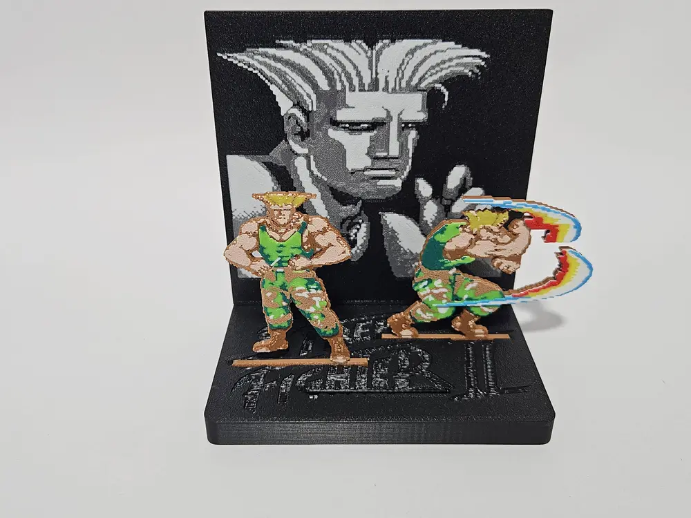 Guile Street Fighter 2 Pixel Art Figure