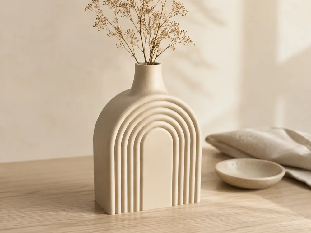 Ribbed Serene Arch Vase