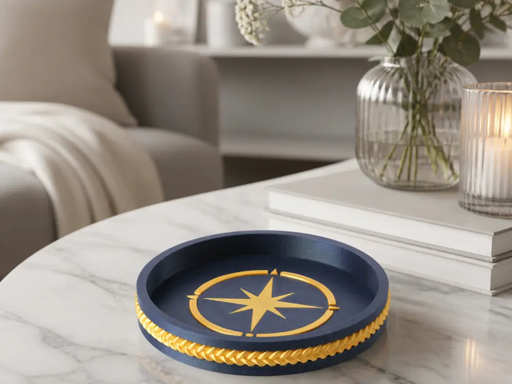 Compass Rose Tray Nautical Nightstand Decor