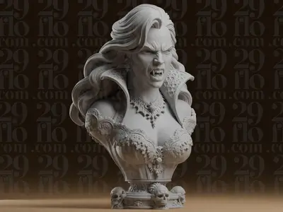 #324 Female Vampire Bust Gothic Horror Statue