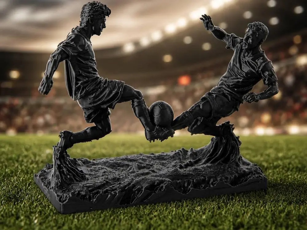 Soccer Duel Sculpture - Minimalist Football Players Decor