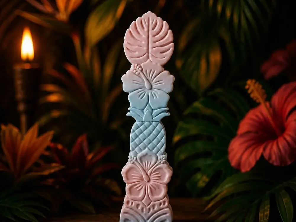 Pastel Tropical Totem - Minimalist Summer Decor