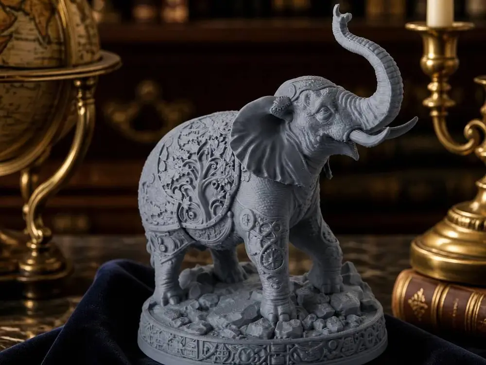 Regal Elephant Sculpture - Ornate Figurine Decor