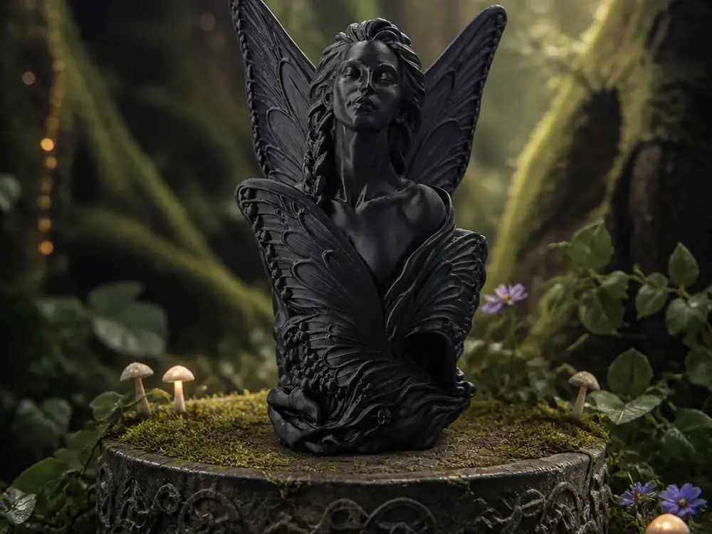 Midnight Chrysalis Elegant Fairy Bust with Wings
