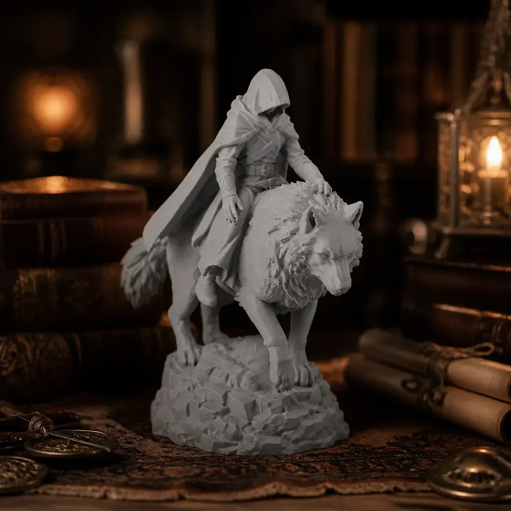 Wolf Rider Guardian Sculpture