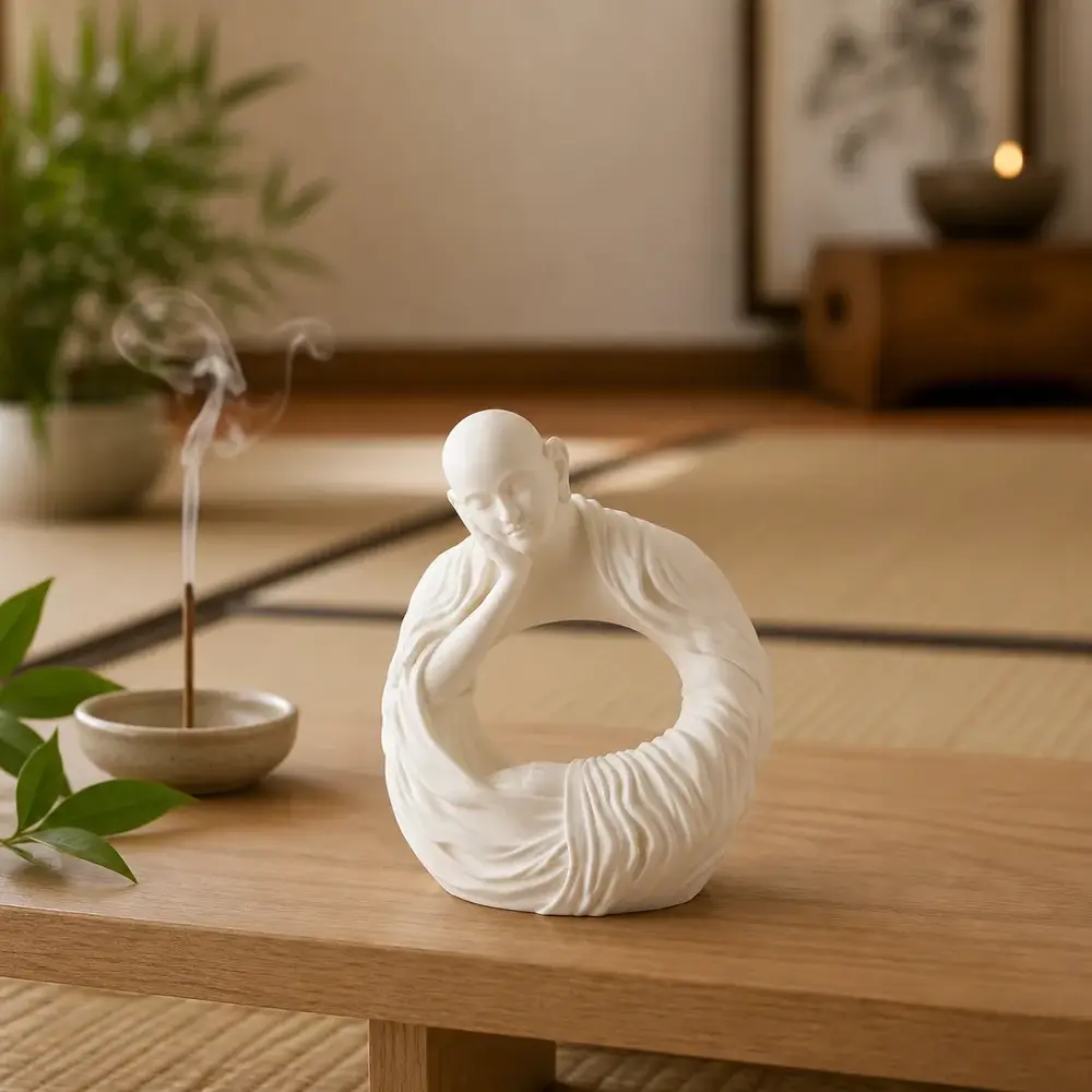 Meditating Monk Sculpture - Serene Zen Figurine