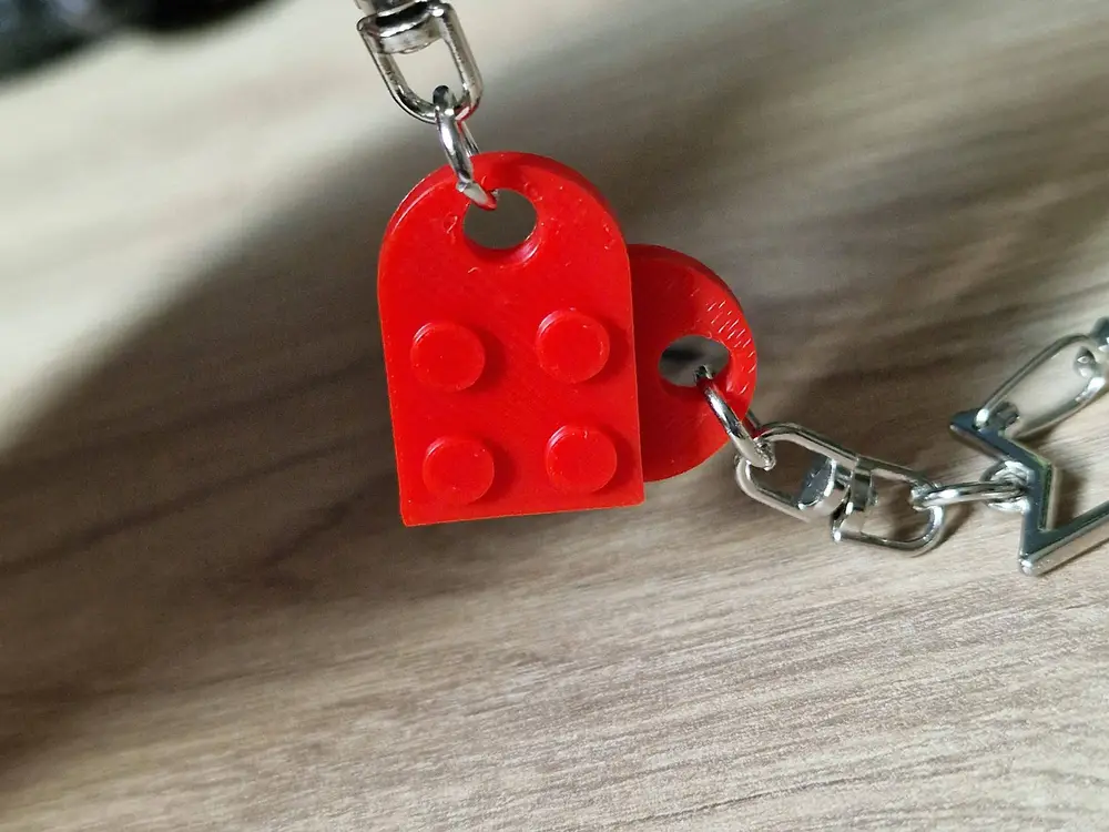 Lego style heart keychain