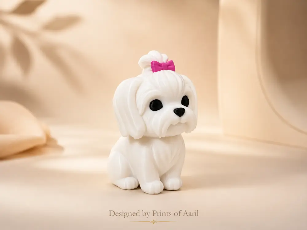 Cute Maltese Puppy Figurine - Kawaii Dog Figurine