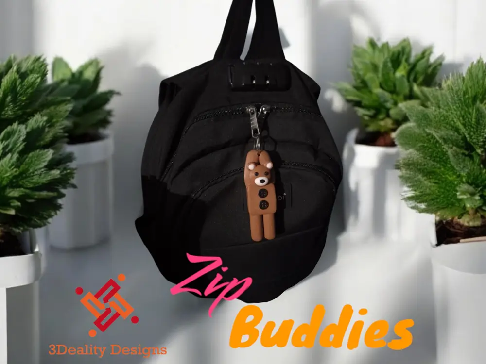 zip buddies bear keyring