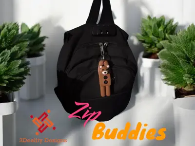 zip buddies bear keyring