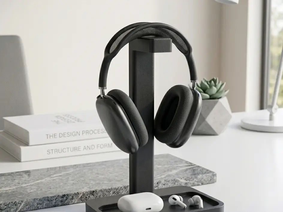 Minimalist Dual-Purpose Headphone Stand & Desk Organizer