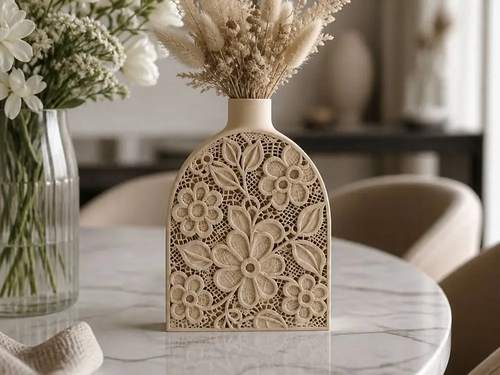 Lace Vase with Intricate Floral Design