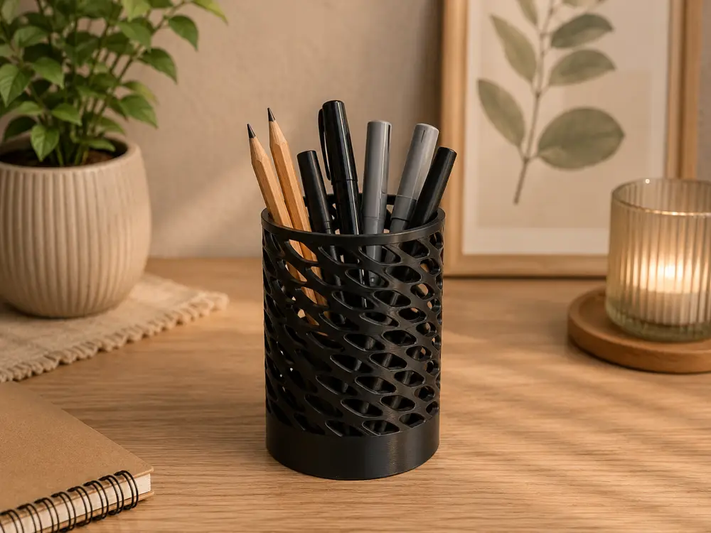 Modern Lattice Pen Holder | Stylish Desk Organizer | No Supports