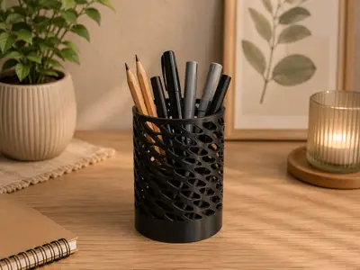 Modern Lattice Pen Holder | Stylish Desk Organizer | No Supports