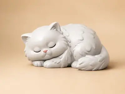 Cute Sleeping Persian Cat Figurine