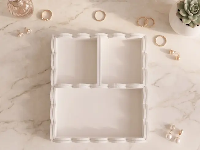 Modular Scalloped Jewel Organizer & Makeup Vanity Tray
