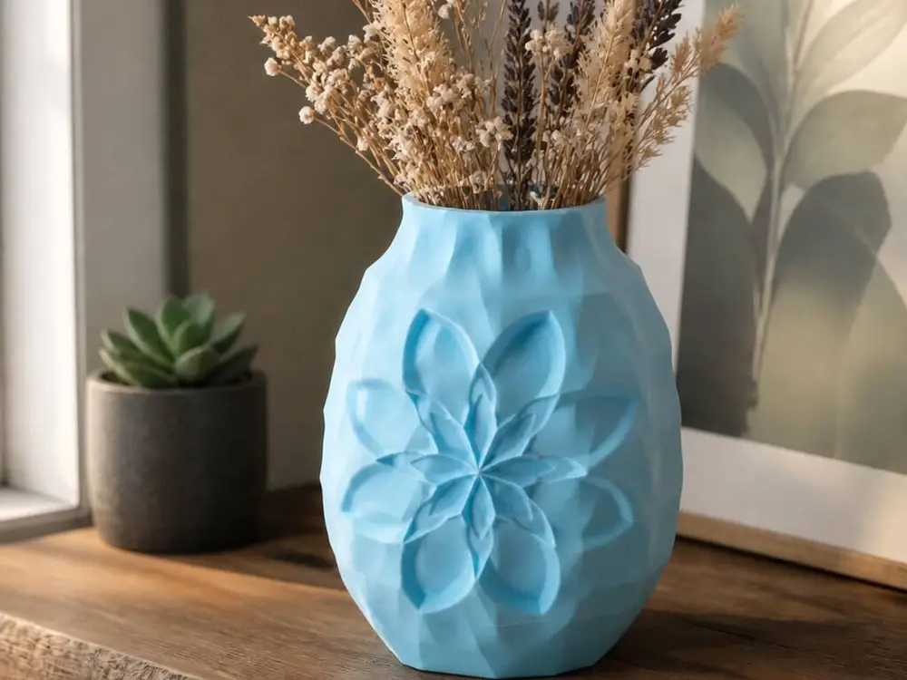 Blue Lotus Geometric Vase - Floral Minimalist Decor