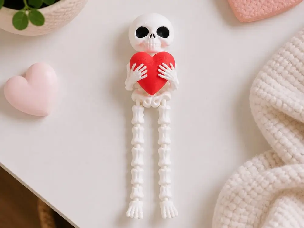 Skeleton Heart Flexi Toy - Articulated Desk Figurine
