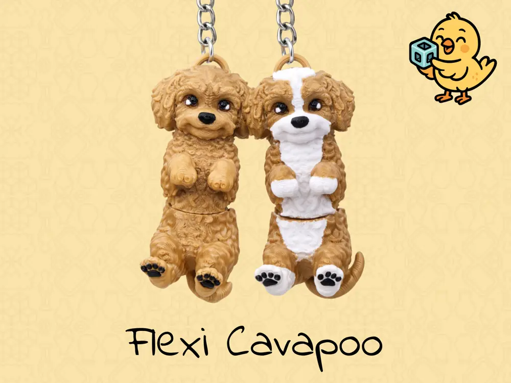 Cavapoo Keychain – Articulated Flexi Cute Toy Dog