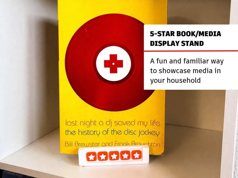 Favorite Book 5 star review media display stand video game music showcase