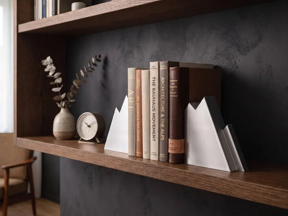 Minimalist Mountain Bookend Duo