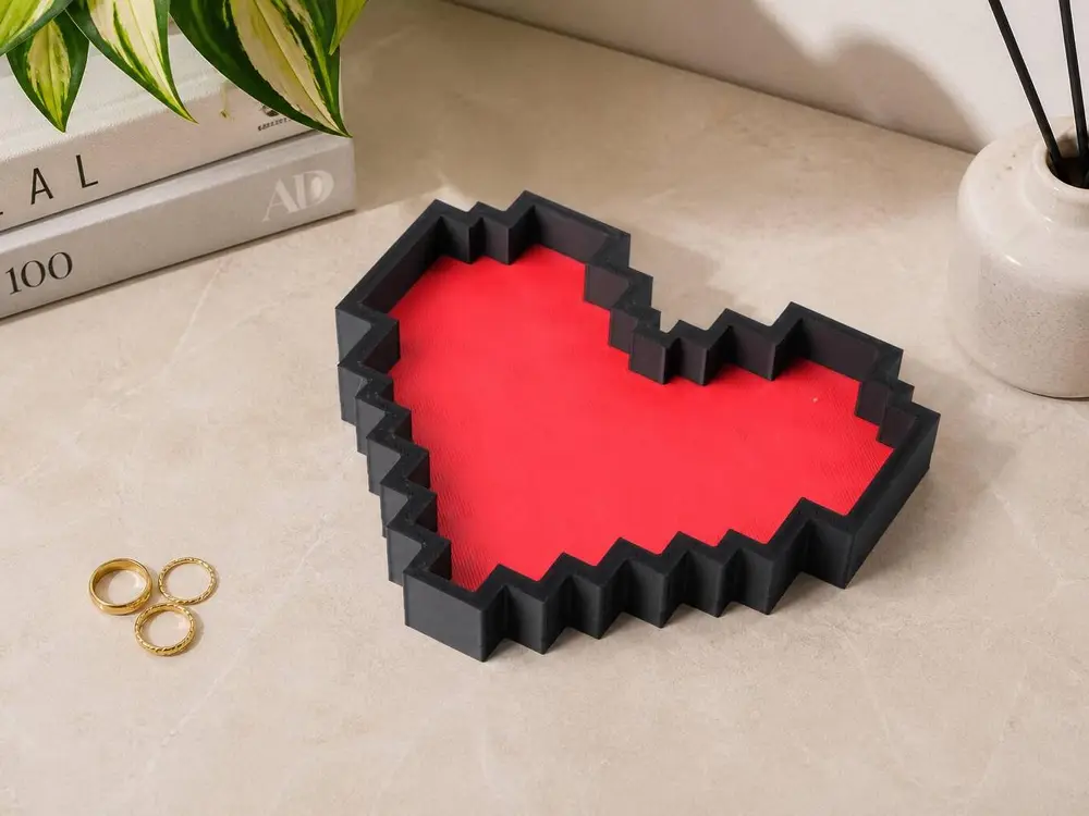 Pixel Heart Tray - Gamer Style Decorative Organizer