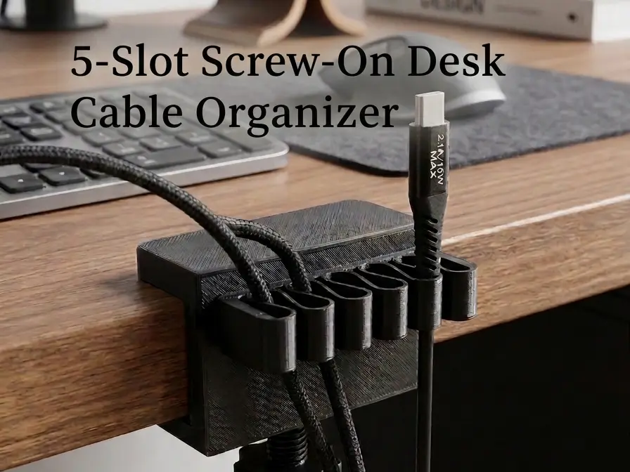 5-Slot Screw-On Desk Cable Organizer